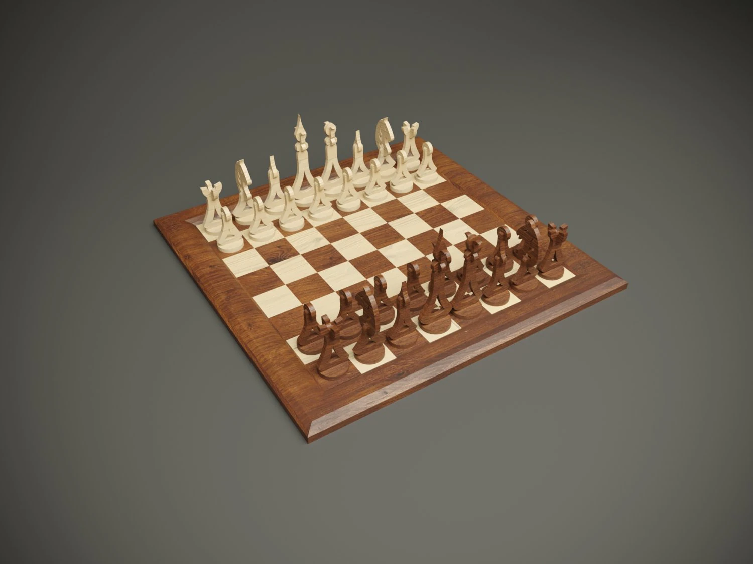 Wooden parametric chess set for cnc machine 3D Model .c4d .max .obj .3ds .fbx .stl .blend