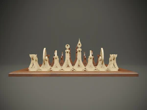 Wooden parametric chess set for cnc machine 3D Model