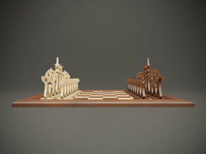 Wooden parametric chess set for cnc machine 3D Модель
