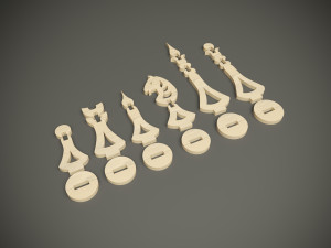 Wooden parametric chess set for cnc machine 3D Модель
