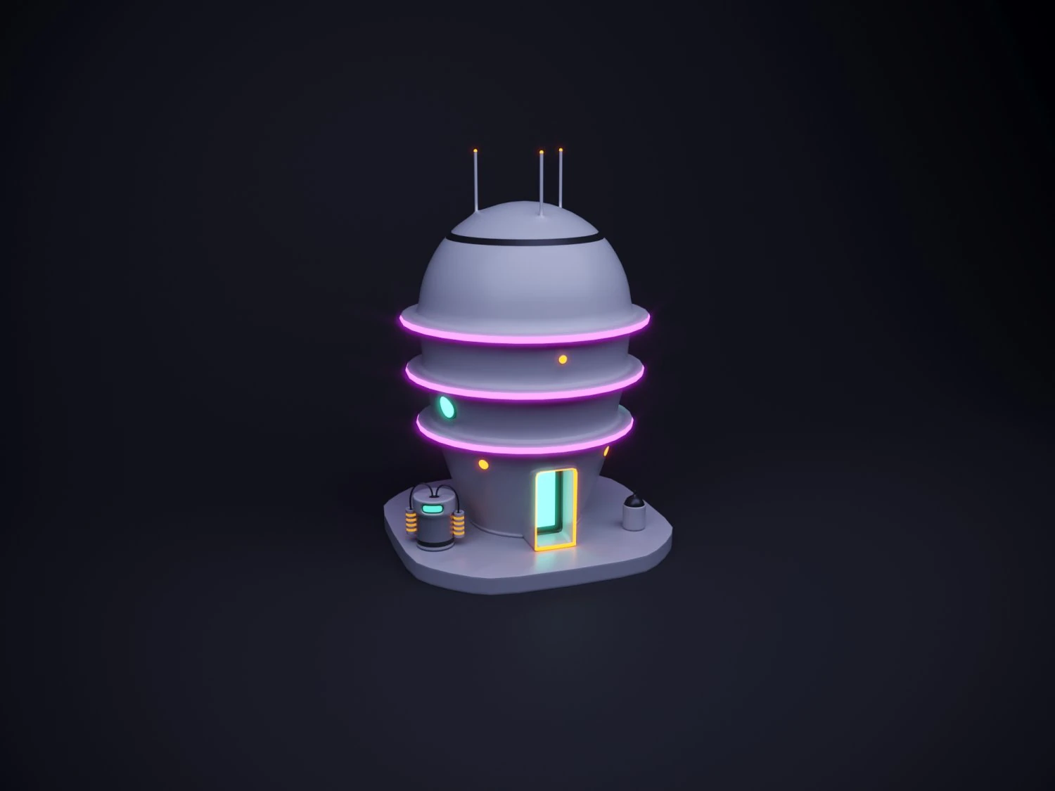 Cute cartoon sci-fi futuristic privat house Low Poly 3D Model .c4d .max .obj .3ds .fbx .stl .blend 