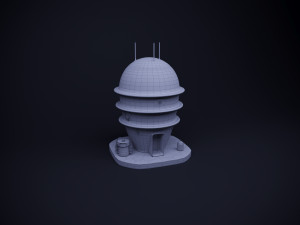 Cute cartoon sci-fi futuristic privat house Low Poly 3D Model