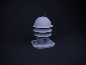 Cute cartoon sci-fi futuristic privat house Low Poly 3D Model