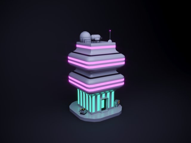 Cute cartoon sci-fi futuristic privat house Low Poly v2 Modèle 3D .c4d .max .obj .3ds .fbx .stl .blend 