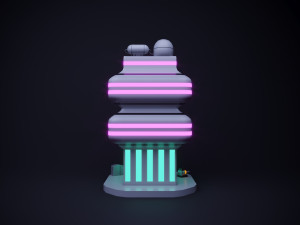 Cute cartoon sci-fi futuristic privat house Low Poly v2 Modèle 3D