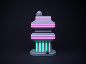Cute cartoon sci-fi futuristic privat house Low Poly v2 Modèle 3D
