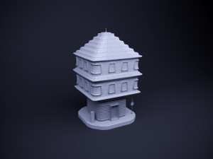 Cute cartoon sci-fi futuristic privat house Low Poly variation 3 Model 3D