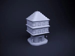 Cute cartoon sci-fi futuristic privat house Low Poly variation 3 3D Model
