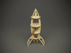 Houten parametrische raket kinderplankmodel voor cnc-machine 3D Model