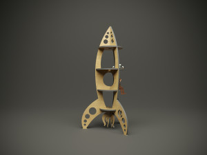 Wood parametric rocket childrens shelf model for cnc machine 3D Model