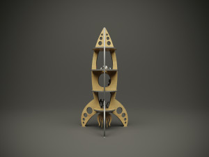 Wood parametric rocket childrens shelf model for cnc machine 3D Model