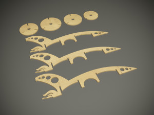 Wood parametric rocket childrens shelf model for cnc machine 3D Model
