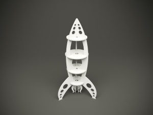 Wood parametric rocket childrens shelf model for cnc machine 3D Model