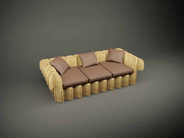 Wood parametric couch model for cnc machine Model 3D .c4d .max .obj .3ds .fbx .stl .blend 