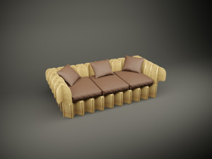 Wood parametric couch model for cnc machine 3D Model