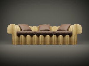 Wood parametric couch model for cnc machine Model 3D