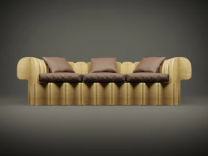 Wood parametric couch model for cnc machine 3D Model