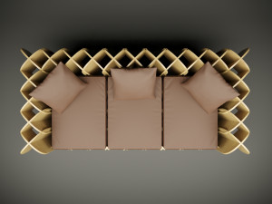 Wood parametric couch model for cnc machine Model 3D