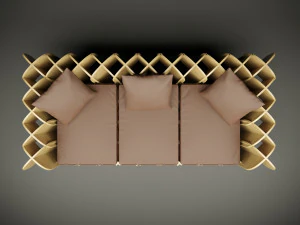 Wood parametric couch model for cnc machine 3D Model
