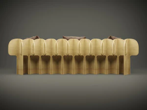 Wood parametric couch model for cnc machine 3D Model