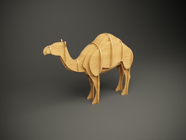 Wood parametric decor camel model for cnc machine Modelo 3D .c4d .max .obj .3ds .fbx .stl .blend 