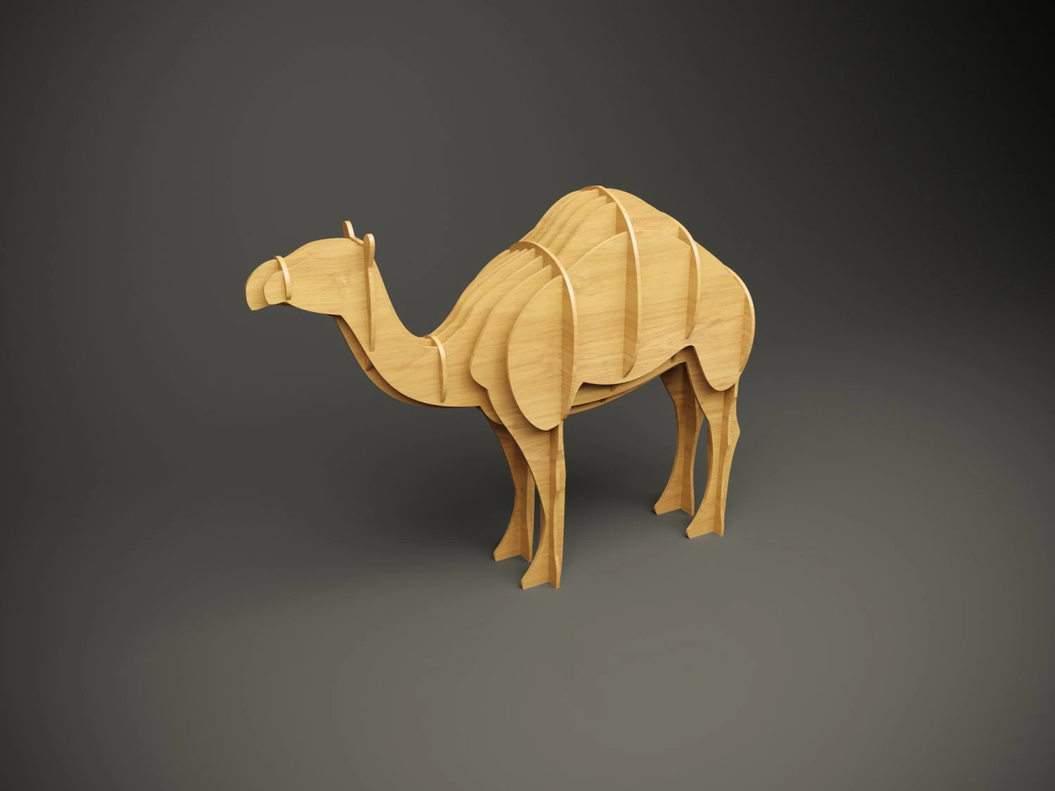 Wood parametric decor camel model for cnc machine 3D Model .c4d .max .obj .3ds .fbx .stl .blend 