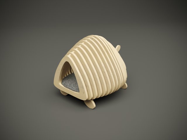 Wood parametric cat house model for cnc machine 3D Model .c4d .max .obj .3ds .fbx .stl .blend 