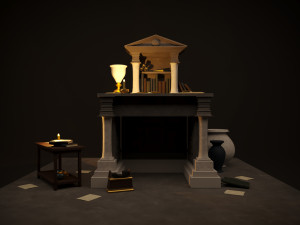 Ancient dilapidated historians desk low poly 3D Model