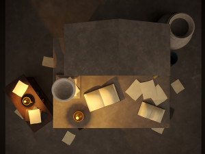 Ancient dilapidated historians desk low poly 3D Model