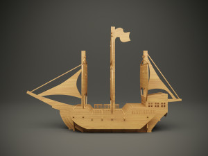 Wood parametric decor sailing ship model for cnc Modello 3D