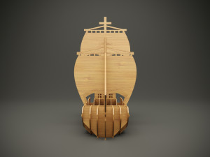 Wood parametric decor sailing ship model for cnc Modello 3D