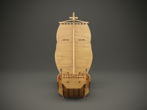 Wood parametric decor sailing ship model for cnc Modello 3D