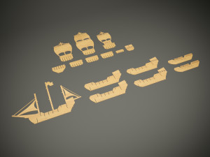 Wood parametric decor sailing ship model for cnc Modello 3D