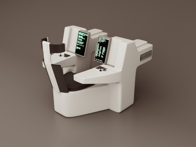Old Sci-Fi Futuristic Office Modelo 3D .c4d .max .obj .3ds .fbx .stl .blend 