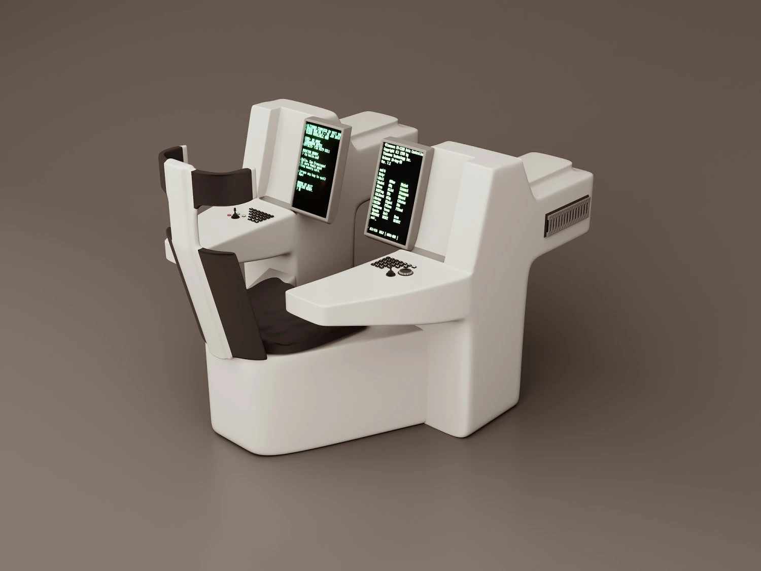 Old Sci-Fi Futuristic Office 3D Model .c4d .max .obj .3ds .fbx .stl .blend