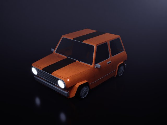 Retro Racing Hatchback Low Poly Model 3D .c4d .max .obj .3ds .fbx .stl .blend 
