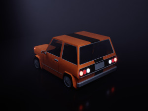 Retro Racing Hatchback Low Poly Model 3D