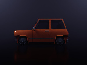 Retro Racing Hatchback Low Poly Model 3D