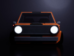 Retro Racing Hatchback Low Poly Model 3D