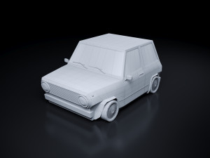 Retro Racing Hatchback Low Poly Model 3D
