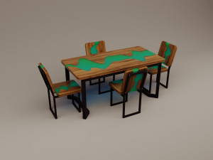 Futuristic sci-fi office slab furniture table chair Model 3D