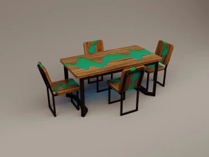 Futuristic sci-fi office slab furniture table chair 3D Model
