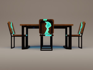 Futuristic sci-fi office slab furniture table chair Model 3D
