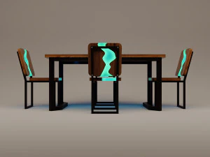 Futuristic sci-fi office slab furniture table chair 3D Model