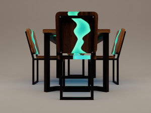 Futuristic sci-fi office slab furniture table chair Model 3D