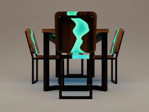 Futuristic sci-fi office slab furniture table chair 3D Model