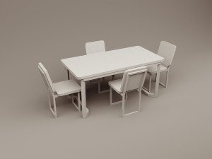 Futuristic sci-fi office slab furniture table chair Model 3D
