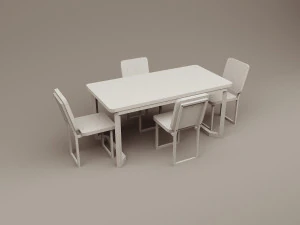 Futuristic sci-fi office slab furniture table chair 3D Model