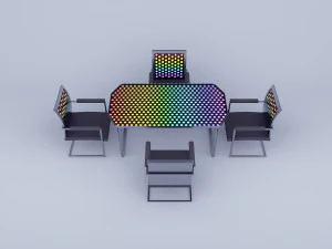 Mobilier de bureau futuriste de science-fiction au n&eacute;on Modèle 3D