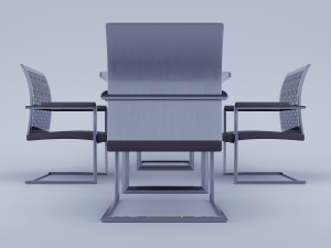Futuristic sci-fi neon glow office furniture Model 3D
